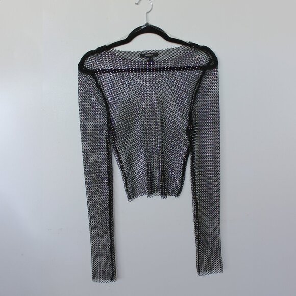 NWOT Forever 21 Rhinestone Mesh Long Sleeve Small - Picture 4 of 4